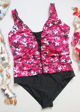 Шикарный слитный купальник батал в цветочный принт limited collection 🌺💜🌺