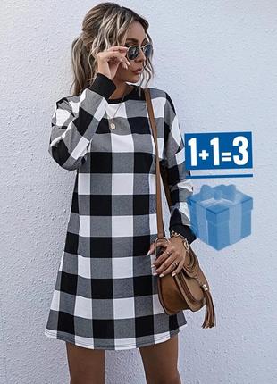 Платье свитшот в клетку shein xl