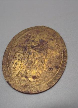 Бижутерия кулон овал латунь подвеска ладанка святая варвара №18133