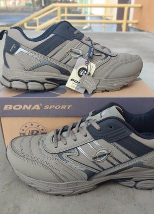 Кроссовки мужские кожаные bona 951t хаки