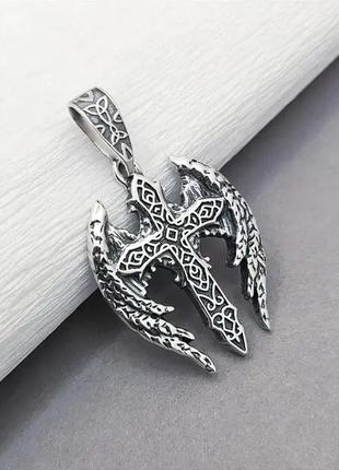 Серебряный крест "крылья ангела"