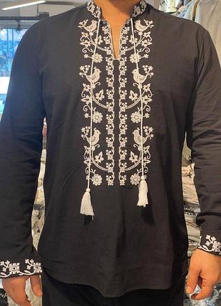 Турецкая хлопковая мужская вышиванка вышитая рубашка с кисточками