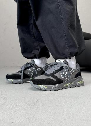 Мужские кроссовки premiata mick black grey3 фото