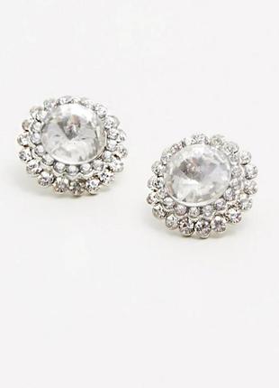 Серебристые "диамантовые" серьги-гвоздики prettylittlething