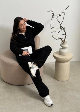 🌈5! шикарний теплий жіночий чорний спортивний костюм женский букле