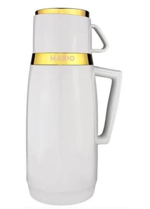 Термос magio mg-1050w со стеклянной колбой, хороший небольшой термос для питьевой воды. цвет: белый.w+