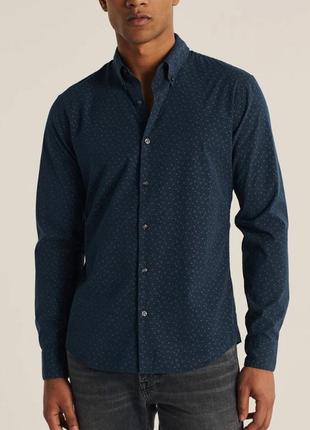 Чоловіча класична сорочка темно синього кольору, сорочка на повсякдень