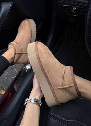 Угги ugg ultra mini platform beige premium