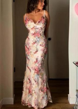 Распродажа платье prettylittlething многоцветное с воротом-хомутом