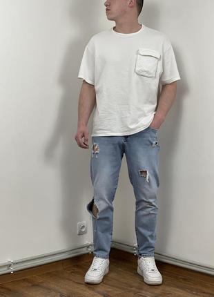 Блакитні джинси espirit denim boyfriend з рваностями, порвані, рвані, спіріт денім бойфренд, мом, mom, голубі, голубые джинсы