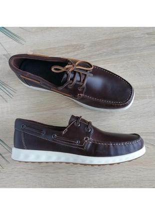 Шкіряні чоловічі спортивні туфлі топсайдери ecco lite moc 39-39,5 розмір