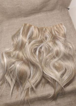 Штучне волосся на лесці блонд на заколках