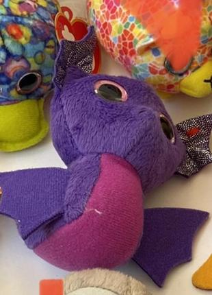 Мягкая игрушка сиреневый глазастик ty летучая мышь
