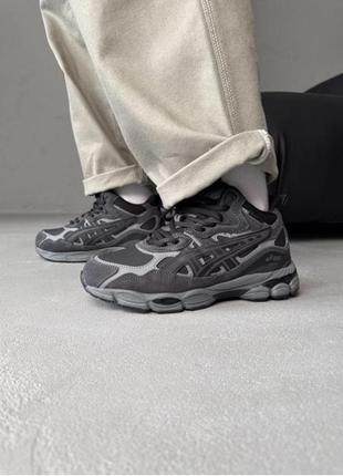 Зимові кросівки asics gel-nyc grey black fur winter  кросовки высокие зимние на меху асикс серые с чёрным