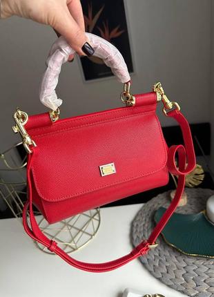 D&g sicily bag сумка бренд красная натуральная кожа люкс качество дольче