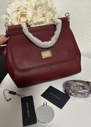 D&g sicily сумка бренд натуральная кожа люкс качество дольче бордовая