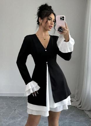 Стильное женское  черно белое платье рр 42-48
