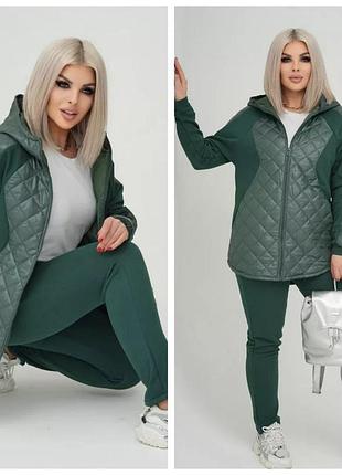 Костюм тринитка на флісі,зелений,48-62