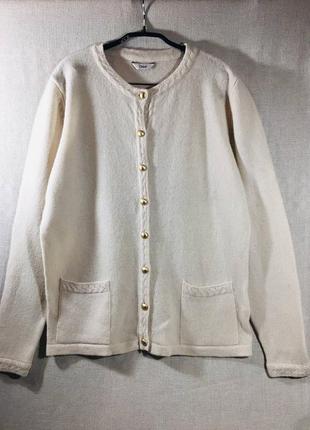 Шерстяной бежевый кардиган с карманами