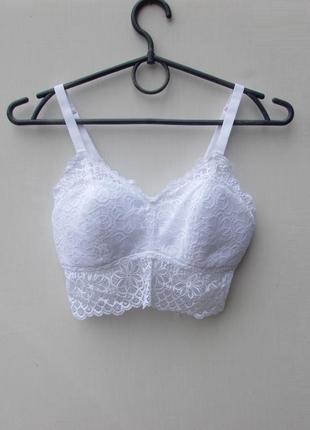 Белый кружевной бюстгальтер бралетт 70b