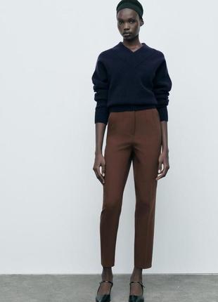Брюки женские коричневые высокая посадка zara new