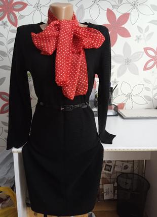 Плаття сукня жіноча елегантна в рубчик тепла чорна базова женское платье