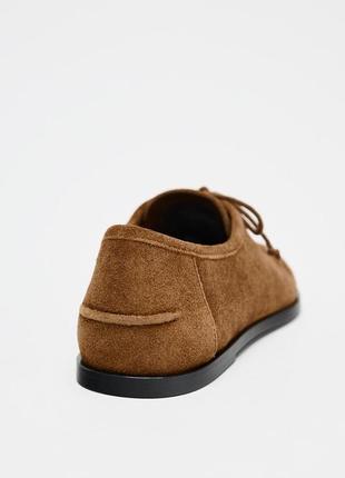 Мягкие коричневые лоферы замшевые zara new4 фото