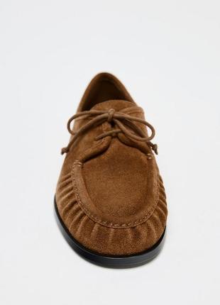 Мягкие коричневые лоферы замшевые zara new2 фото