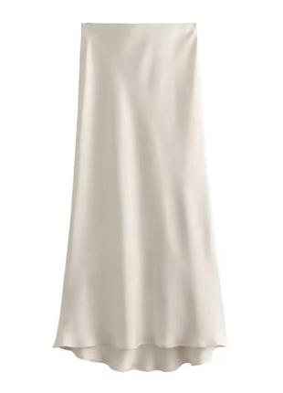Атласная юбка миди молочная юбка миди макси юбка сатиновая юбка белая