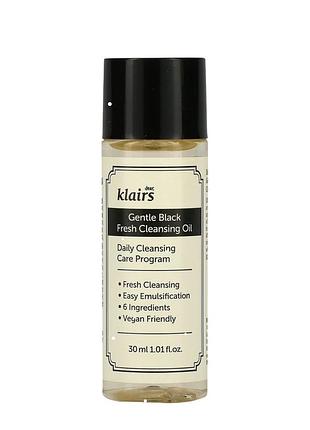 Гидрофильное масло для деликатной очистки dear, klairs gentle black fresh cleansing oil, 30 мл