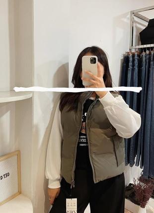 Жилетка жилет желетка безрукавка коротка хакі xs s zara 3046/624