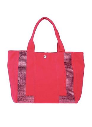 Розовая сумка тоут шоппер pinko bag со стразами, оригинал