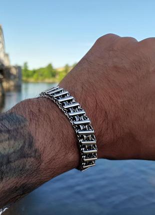 Серебряный браслет массой 60 грамм "варяг" мужская массивная цепочка на руку, серебреный мужественный браслет