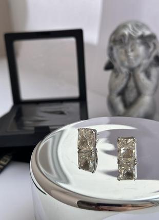 Новые серьги из серебра 925пробы с камнем