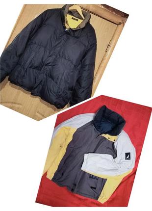Качественный тёплый двусторонний пуховик,xl-3xl,nautica.