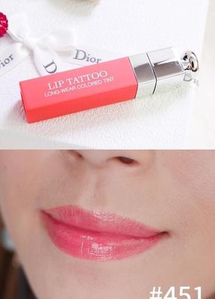 Стійка рідка помада- тінт - dior addict lip tattoo -451  natural coral