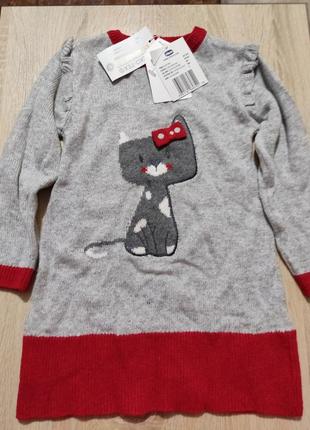 Шерстяное платье с киской chicco на 2-3 года