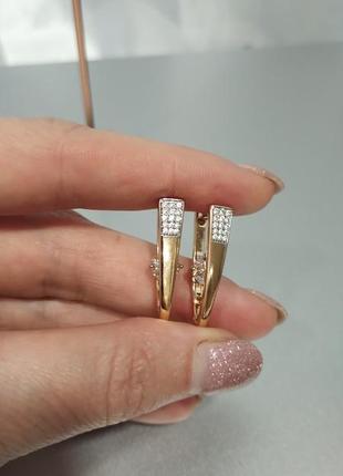 Серьги из медичего золота # серьги с фианитами3 фото