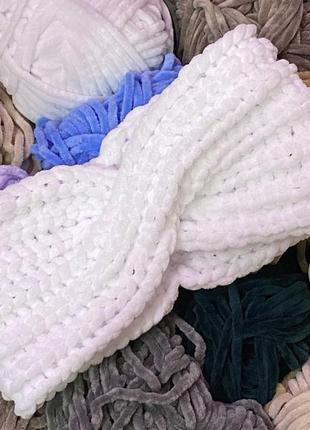 Оксамитова пов'язка, велюрова пов'язка чалма зимова, біла пов'язка чорна пов'язка