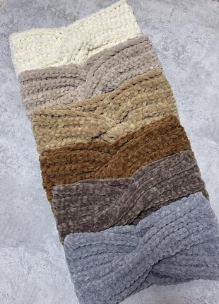 Оксамитова пов'язка, велюрова пов'язка чалма зимова, біла пов'язка чорна пов'язка