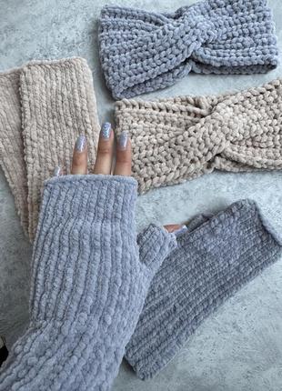 Оксамитова пов'язка, велюрова пов'язка чалма зимова, біла пов'язка чорна пов'язка