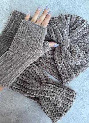 Оксамитова пов'язка, велюрова пов'язка чалма зимова, біла пов'язка чорна пов'язка