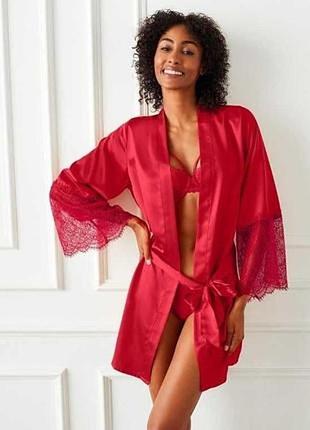 Сатиновый халат кимоно