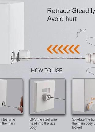 Сушилка для вещей japanese clothesline, белая автоматическая бельевая веревка – настенная сушилка 4.2 м