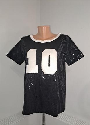 Стильная футболка в пайетки л-хл