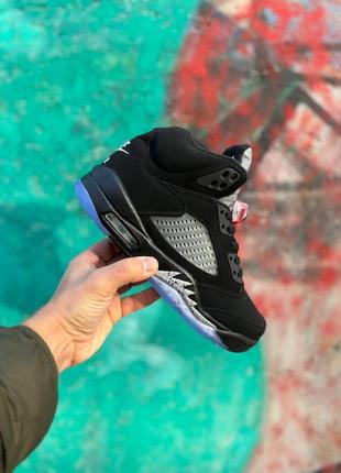 Nike air jordan 5 black blue, кроссовки мужские черные высокие, мужественные кроссовки хайтопы джорданы 5