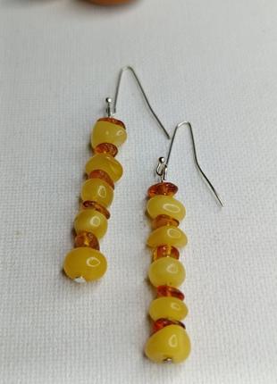 Сережки б/у бурштин, янтарь.