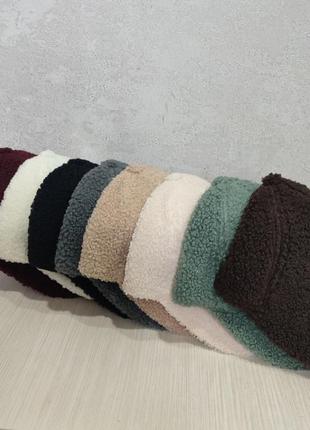 Кепка меховая теплая бейсболка женская зимняя тедди баранец шапка