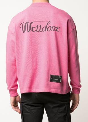 We11done logo print pink cotton long sleeve welldone made in korea