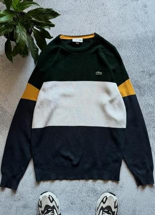 Оригинальная lacoste кофта свитер белый синий мужской см